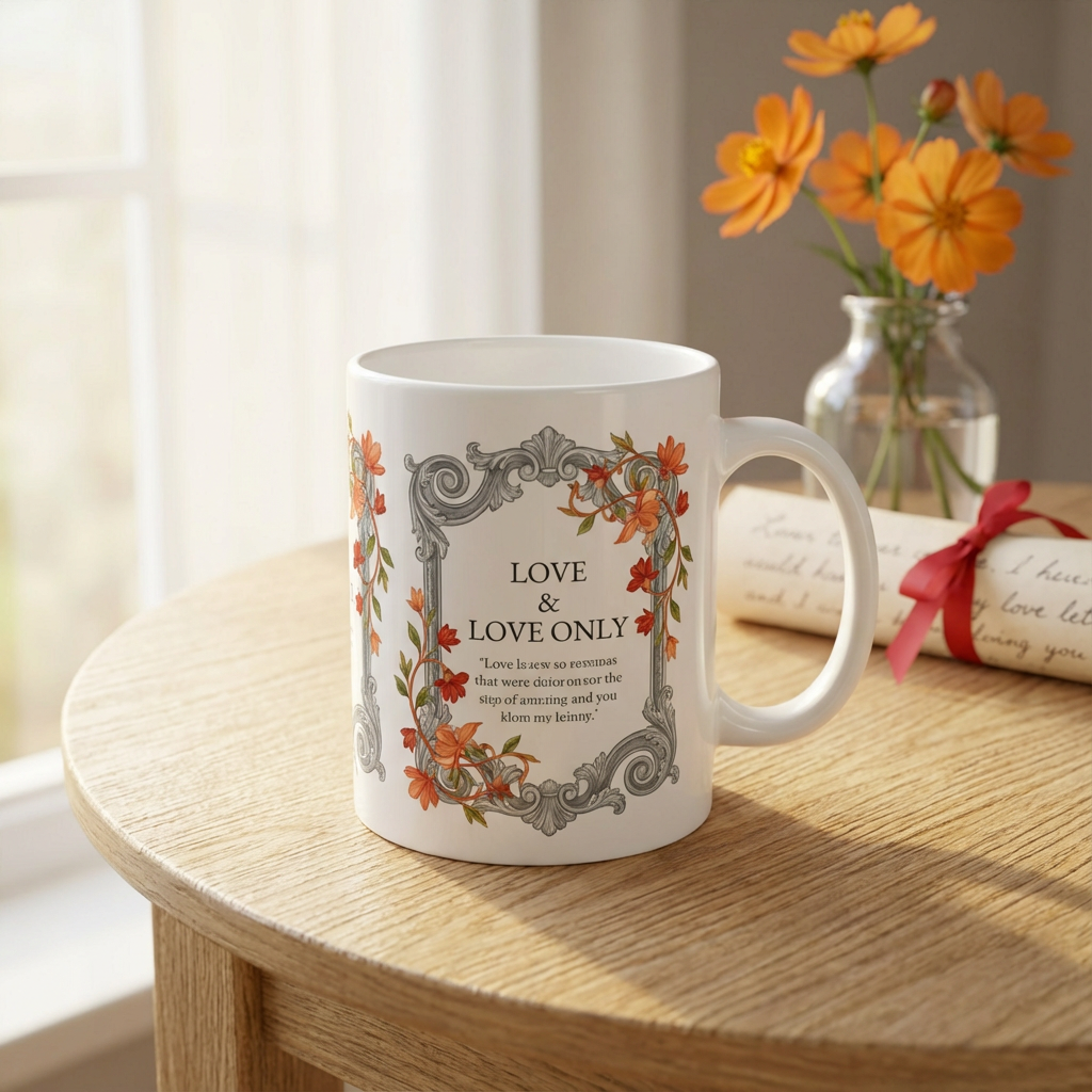 Floral Romance Dual Frame – Custom Photo Print Ceramic Mug (11oz) - Personalized Gift 2 Photos
