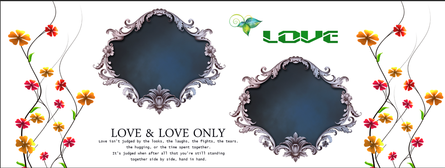 Floral Romance Dual Frame – Custom Photo Print Ceramic Mug (11oz) - Personalized Gift 2 Photos