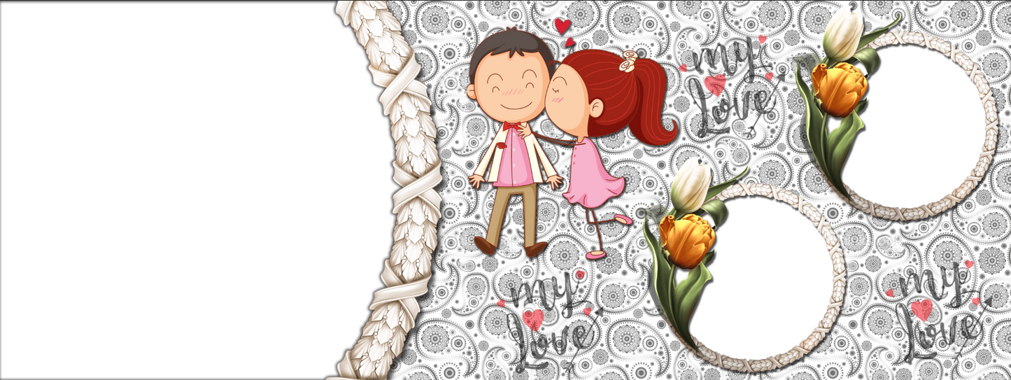 Sweet Kiss & Tulips – Custom Photo Print Ceramic Mug (11oz) - Romantic 3 Photo Collage