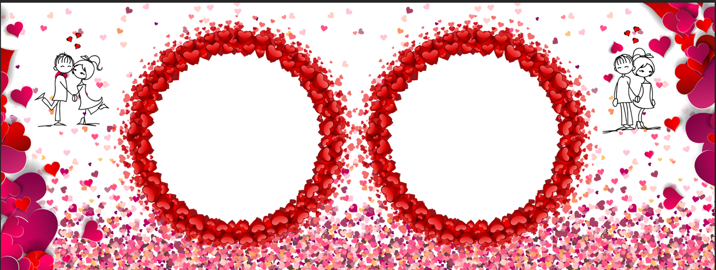 Romantic Heart Frames – Custom Photo Print Ceramic Mug (11oz) - Personalized Gift Dual Photo Layout