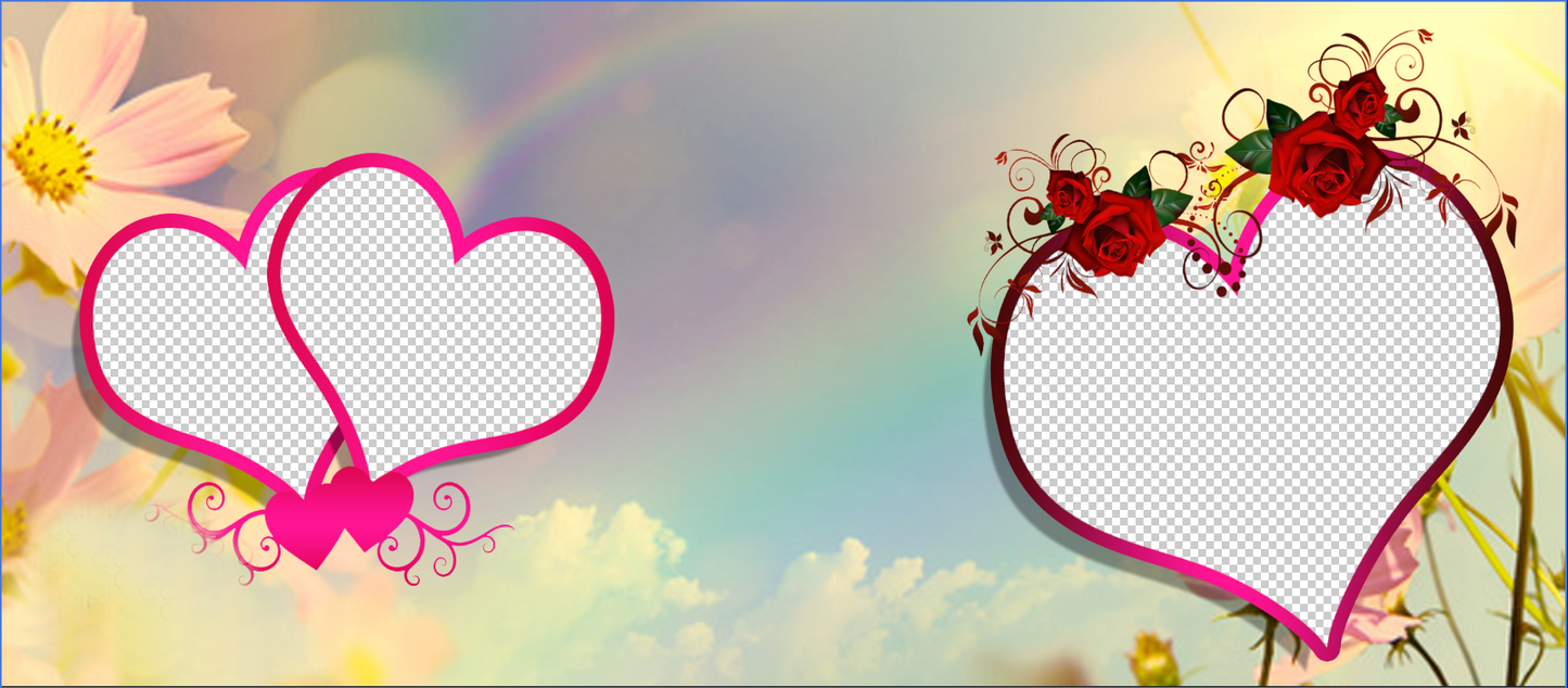 Romantic Roses & Twin Hearts – Custom Photo Print Ceramic Mug (11oz) - Personalized Gift