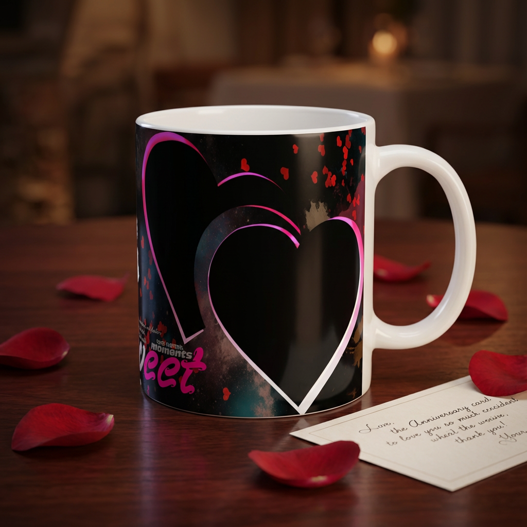 Sweet Moments Dual Heart – Custom Photo Print Ceramic Mug (11oz) - Romantic Keepsake