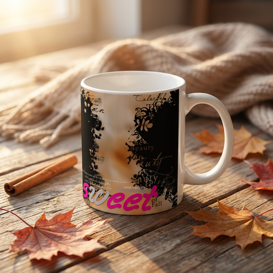 Sweet Fall Moments – Custom Photo Print Ceramic Mug (11oz) - Rustic 2-Photo Collage