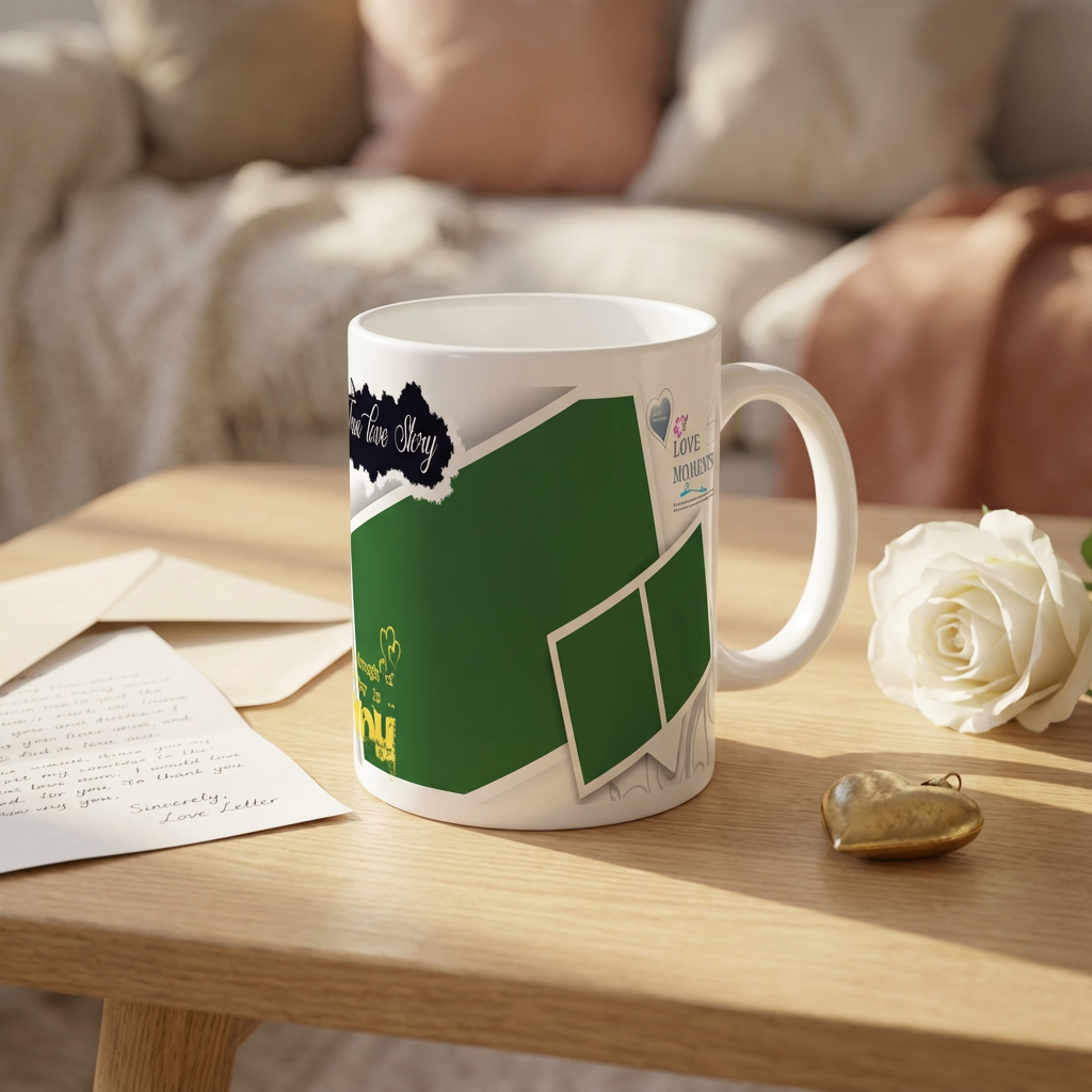 True Love Story Collage – Custom Photo Print Ceramic Mug (11oz) - Personalized Gift & 3-Photo Layout