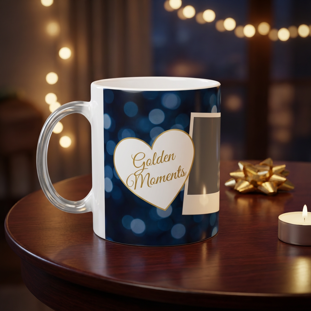 Golden Moments – Custom Photo Print Ceramic Mug (11oz) - Personalized Romantic Gift