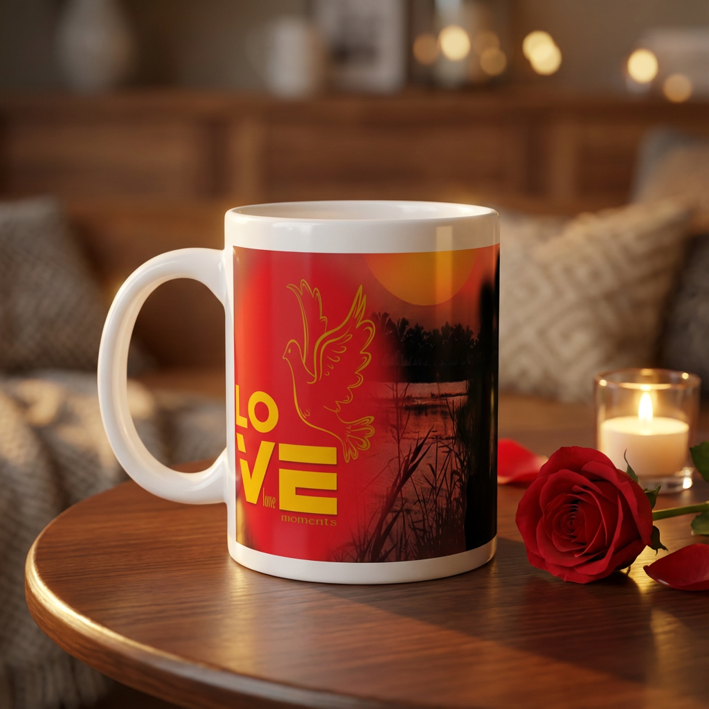 Sunset Romance – Custom Photo Print Ceramic Mug (11oz) - Personalized Romantic Gift