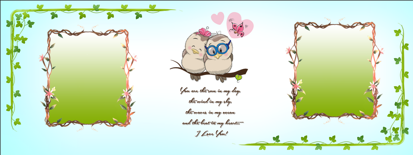 Lovebirds & Ivy – Custom Photo Print Ceramic Mug (11oz) - Personalized Gift Double Frame