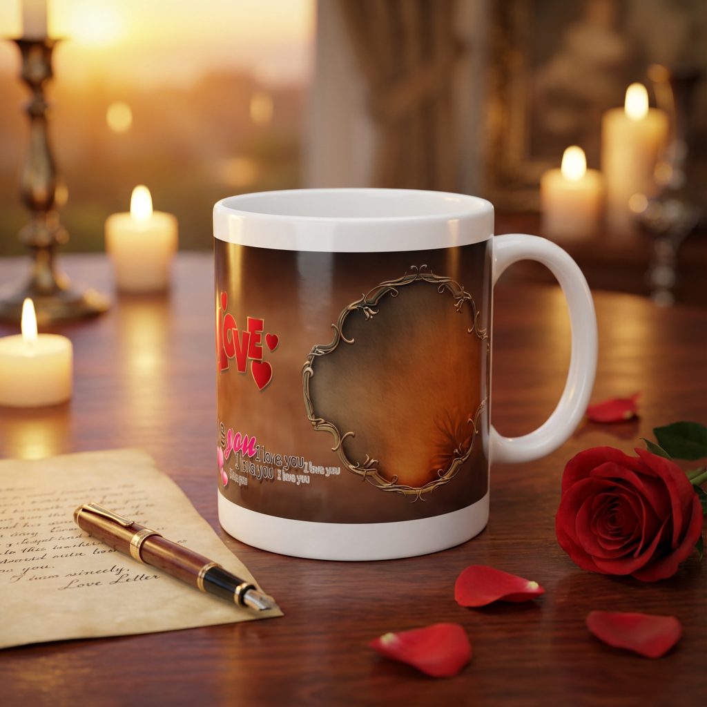 Vintage Golden Love – Custom Photo Print Ceramic Mug (11oz) - Personalized Gift & Romantic Keepsake