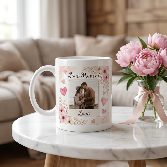 Love Moment – Custom Photo Print Ceramic Mug (11oz) - Personalized Gift for Couples