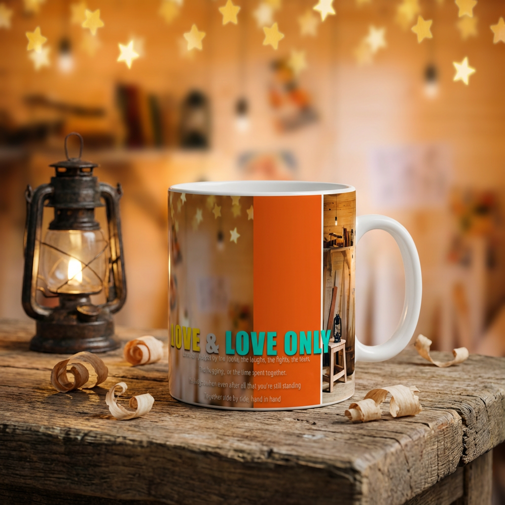 Love & Love Only – Custom Photo Print Ceramic Mug (11oz) - Rustic Romantic Poem