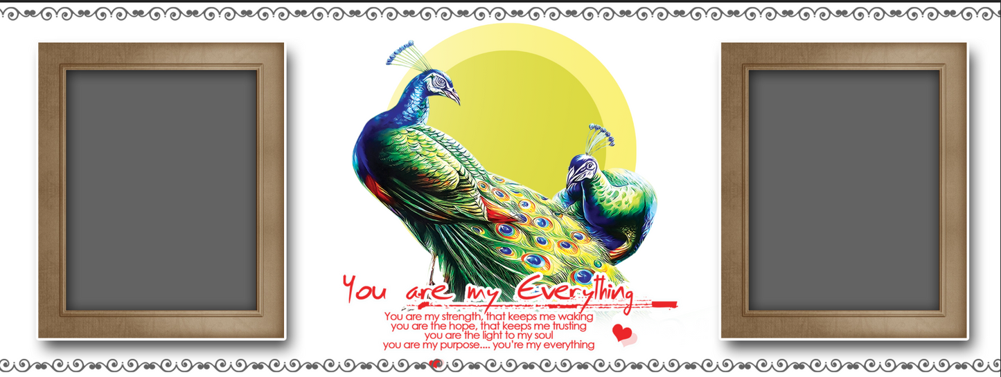 Majestic Peacocks Love – Custom Photo Print Ceramic Mug (11oz) - Personalized Gift with Dual Frames