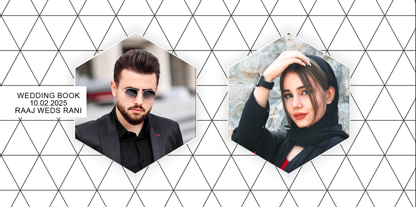 Modern Geometric Wedding – Custom Photo Print Ceramic Mug (11oz) - Dual Hexagon Photo Frames