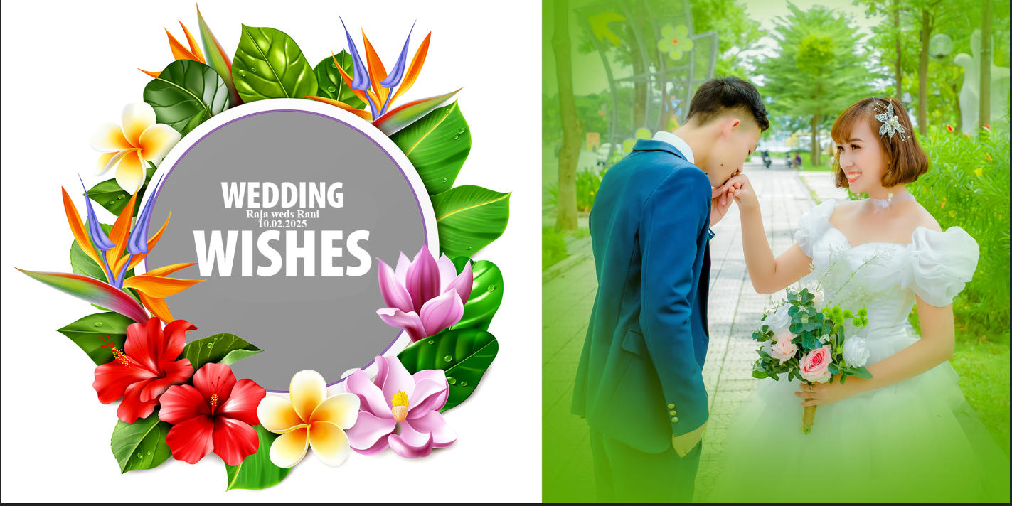 Tropical Floral Wreath – Custom Photo Print Ceramic Mug (11oz) - Personalized Wedding Gift