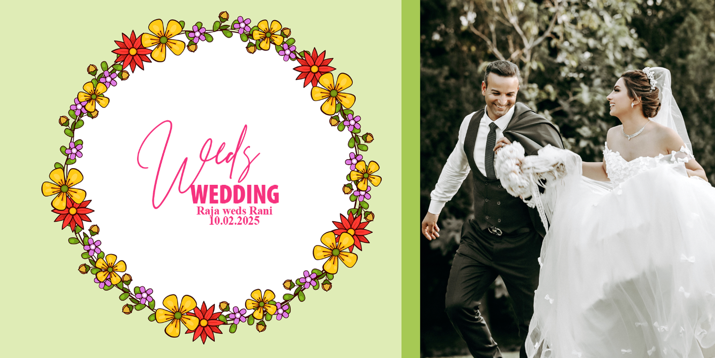 Floral Wedding Wreath – Custom Photo Print Ceramic Mug (11oz) - Personalized Gift for Couples