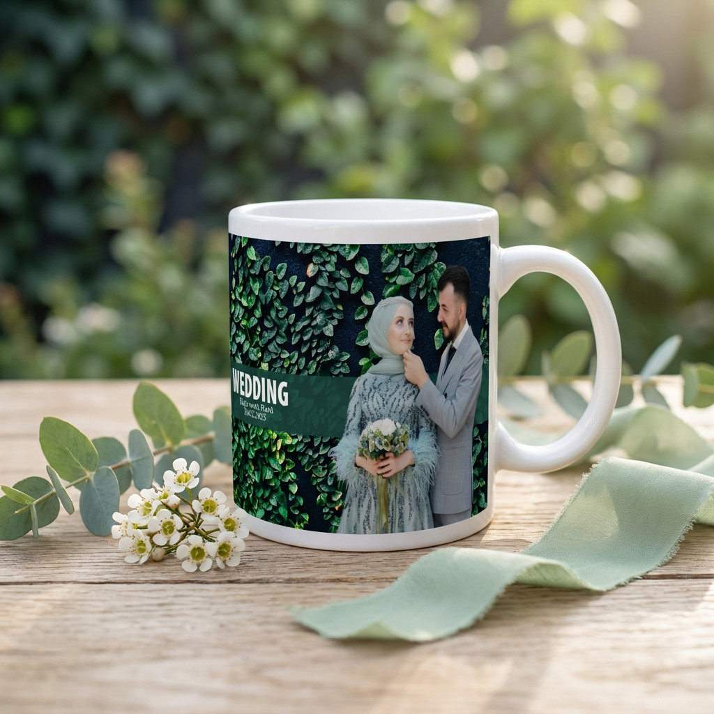 Ivy Garden Wedding – Custom Photo Print Ceramic Mug (11oz) - Personalized Gift & Keepsake