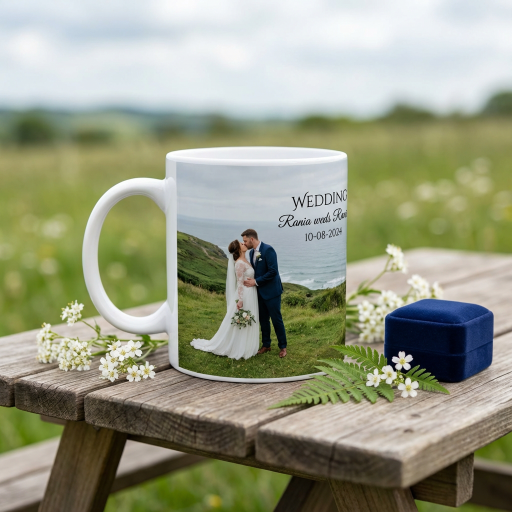 Scenic Wedding Vows – Custom Photo Print Ceramic Mug (11oz) - Personalized Gift For Couples