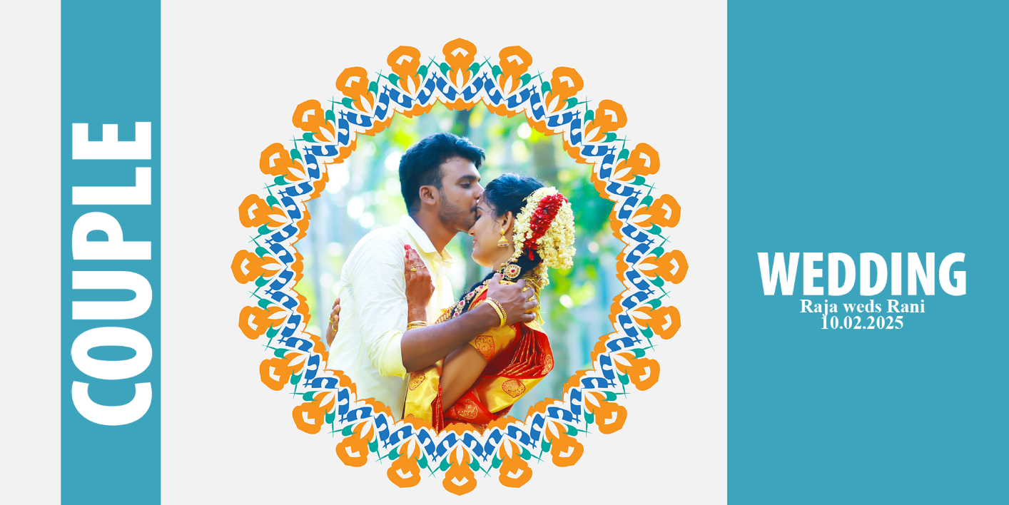 Teal Mandala Wedding – Custom Photo Print Ceramic Mug (11oz) - Personalized Gift for Couples