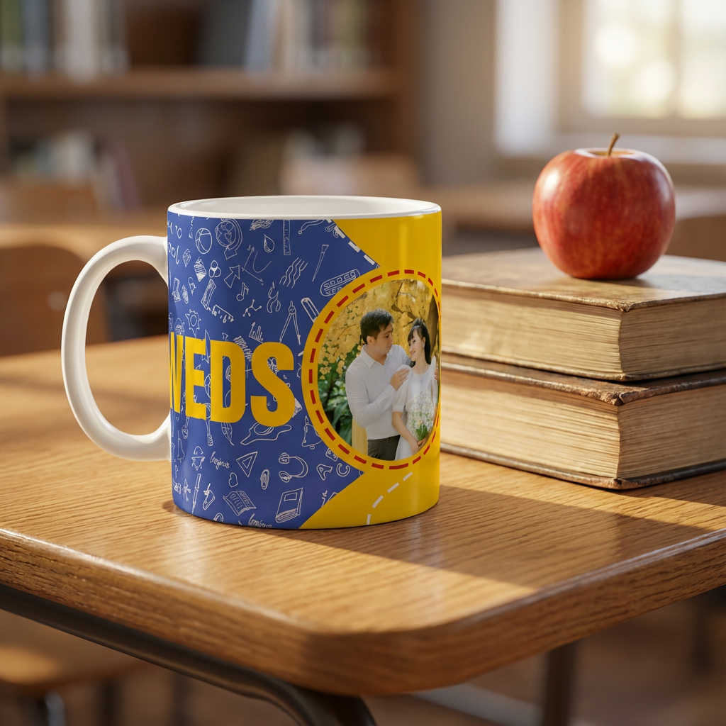 School Sweethearts Wedding – Custom Photo Print Ceramic Mug (11oz) - Personalized Gift for Couples