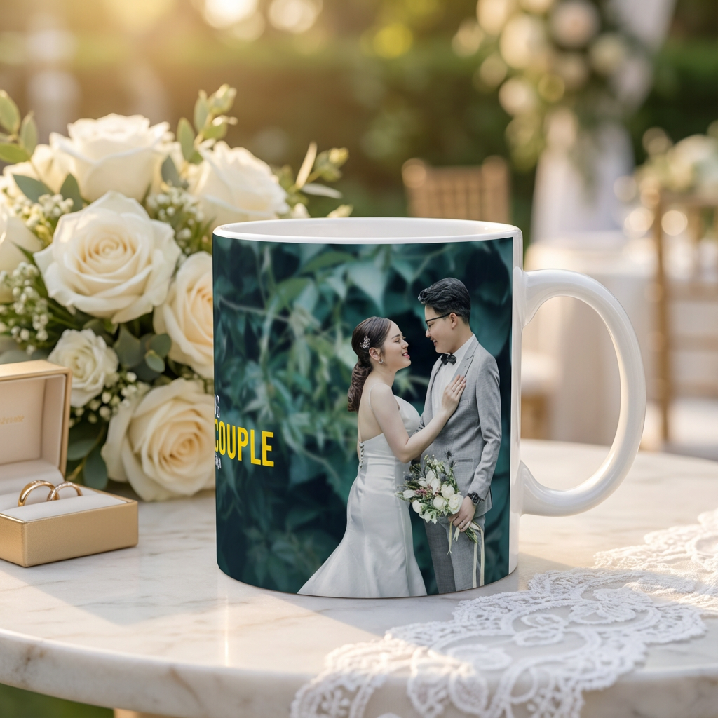 Sweet Couple Wedding – Custom Photo Print Ceramic Mug (11oz) - Personalized Gift Keepsake