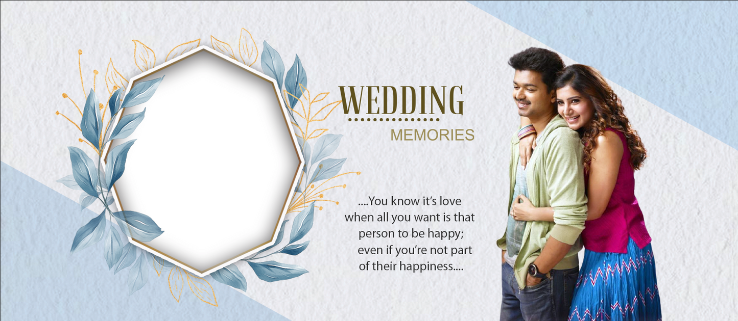 Blue Floral Wedding Memories – Custom Photo Print Ceramic Mug (11oz) - Romantic Anniversary Keepsake