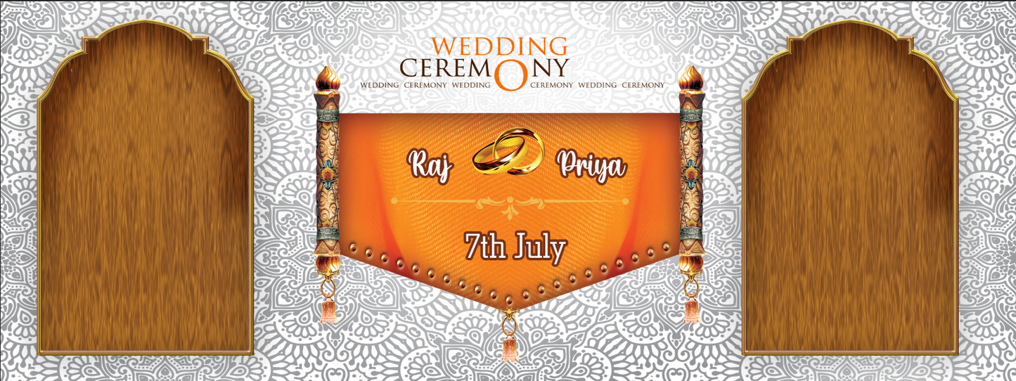 Royal Wedding Scroll – Custom Photo Print Ceramic Mug (11oz) - Personalized Gift with Dual Photo Frames