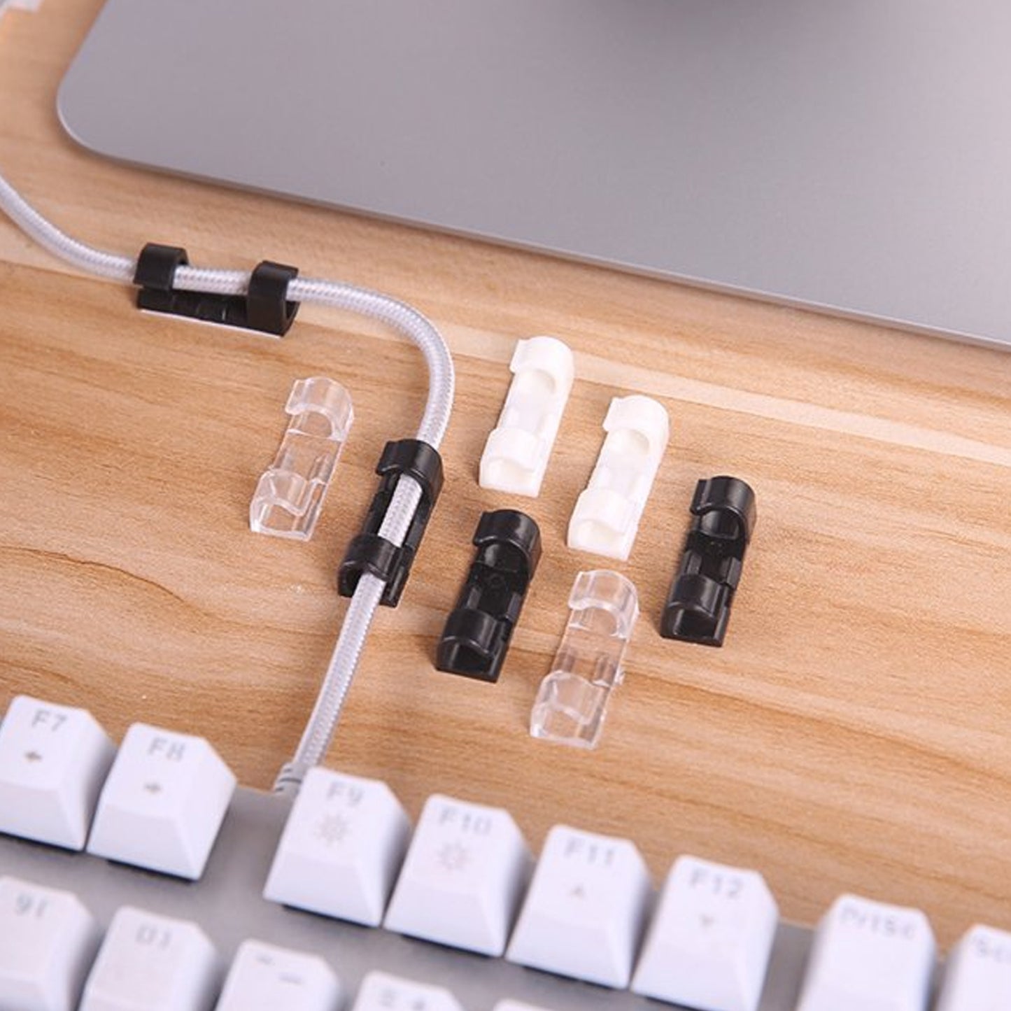 Plastic Clips Stronger Adhesive Tape  Cable Manager  Wire Manager  Wire Clamp  Wire Clips For Cable Cable Organizer Cord Holder  Cord Clips For Car Office And Home (20 Pcs Set) - Happy Price - Image 3