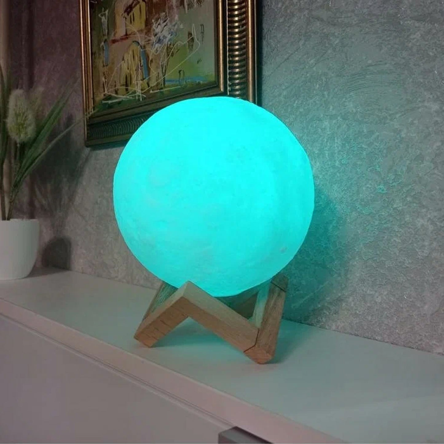 Moon Night Lamp Blue Color With Plastic Stand (15 X12 Cm  1 Pc) - Happy Price - Image 7
