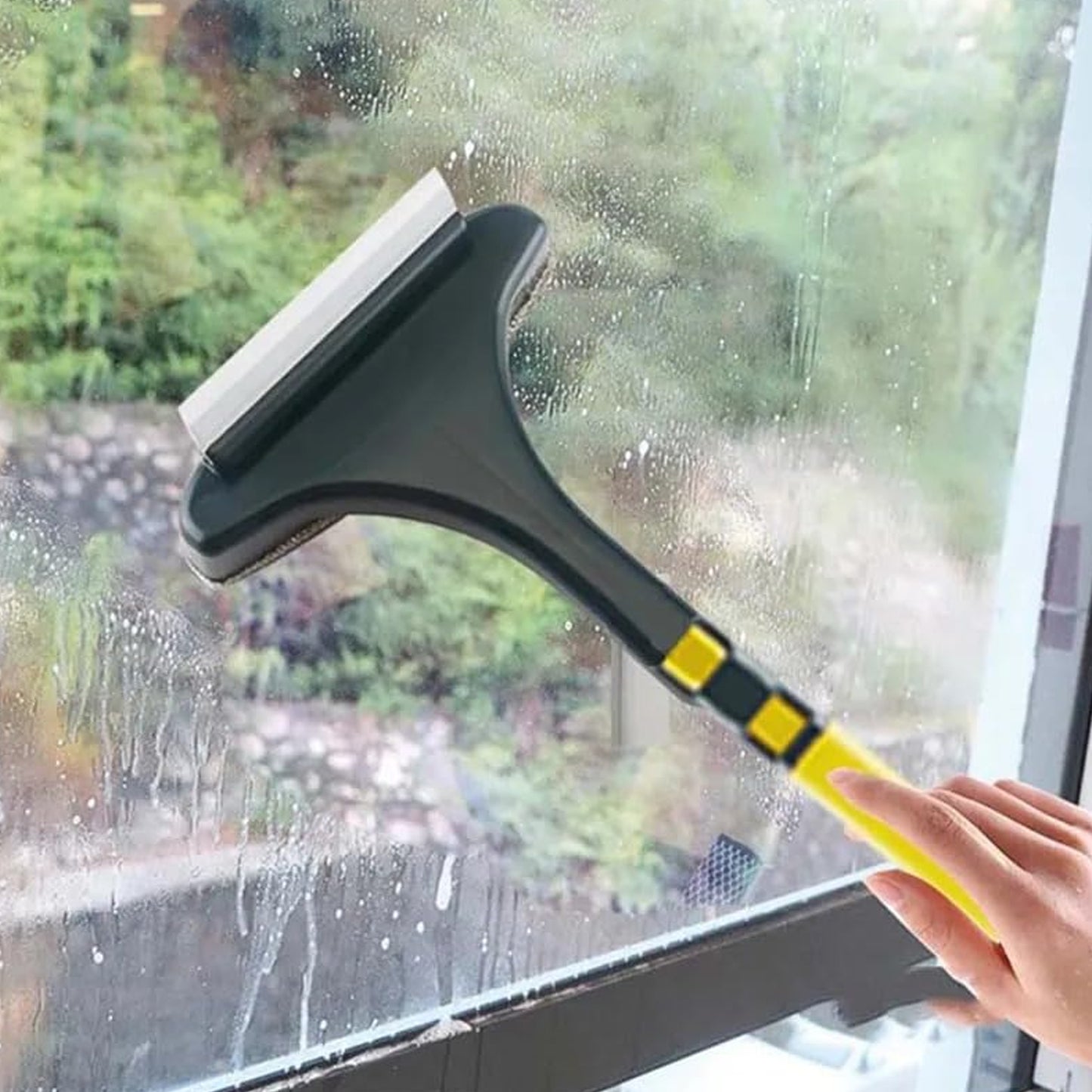 Brush 2 In 1 Mesh Cleaning Brush  Wiper With Extended Handle Window Cleaning Brush Net Cleanermagic Window Cleaner Brush Window Mesh Cleaner (1 Pc) - Happy Price - Image 3