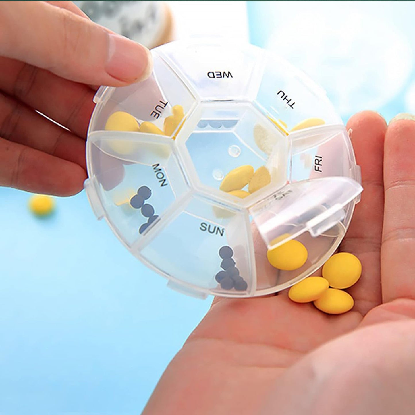 7-sided Portable Pill Box Medicine Planner Small Case - Happy Price - Image 2