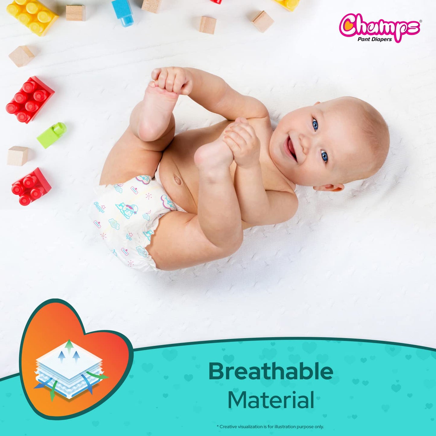 Champs Soft And Dry Baby Diaper Pants  62 Pcs (Large Size) - Happy Price - Image 5