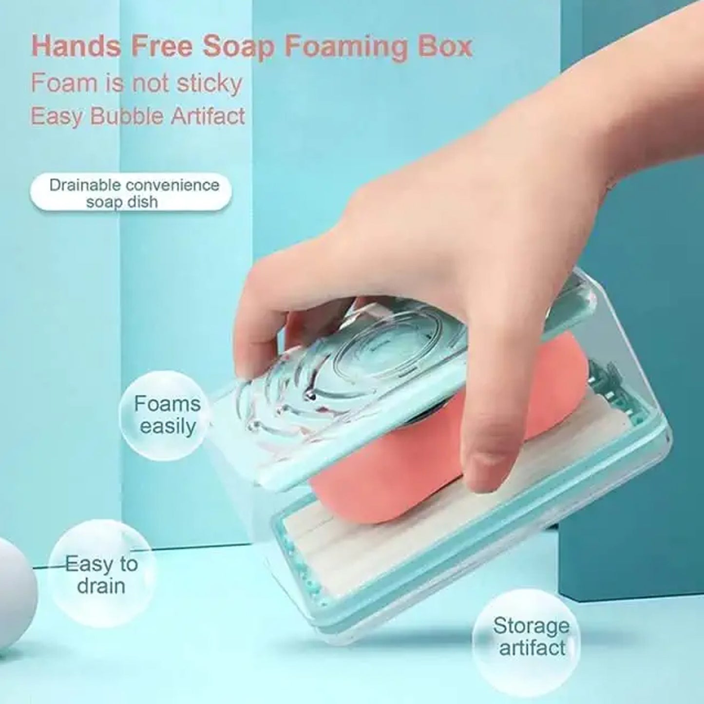 2-in-1 Portable Soap Dish  Soap Dispenser With Roller And Drain Holes Multifunctional Soap Holder Foaming Soap Bar Box For Home Kitchen Bathroom - Happy Price - Image 5