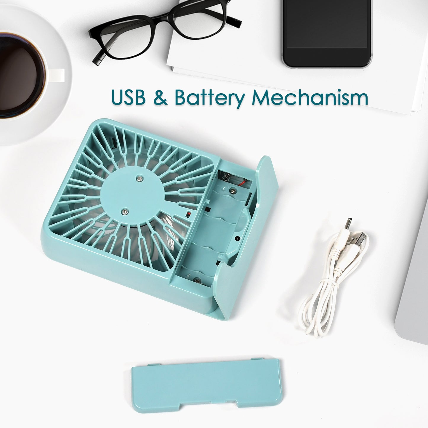 Portable Desk Fan Big Table Fan 3 Step Speed Setting Fan Personal Desk Fan Suitable For Office  School  Home Use (Battery Not Include) - Happy Price - Image 4