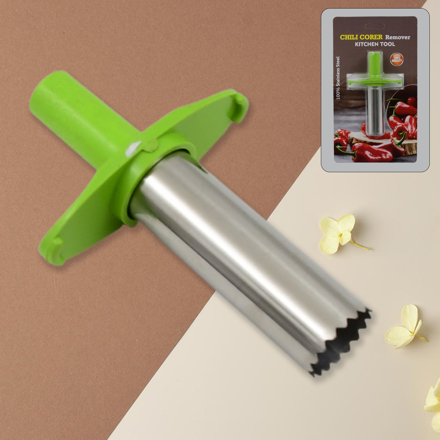 Small Stainless Steel Chili Corer Remover Kitchen Tool (1 Pc) - Happy Price - Image 2