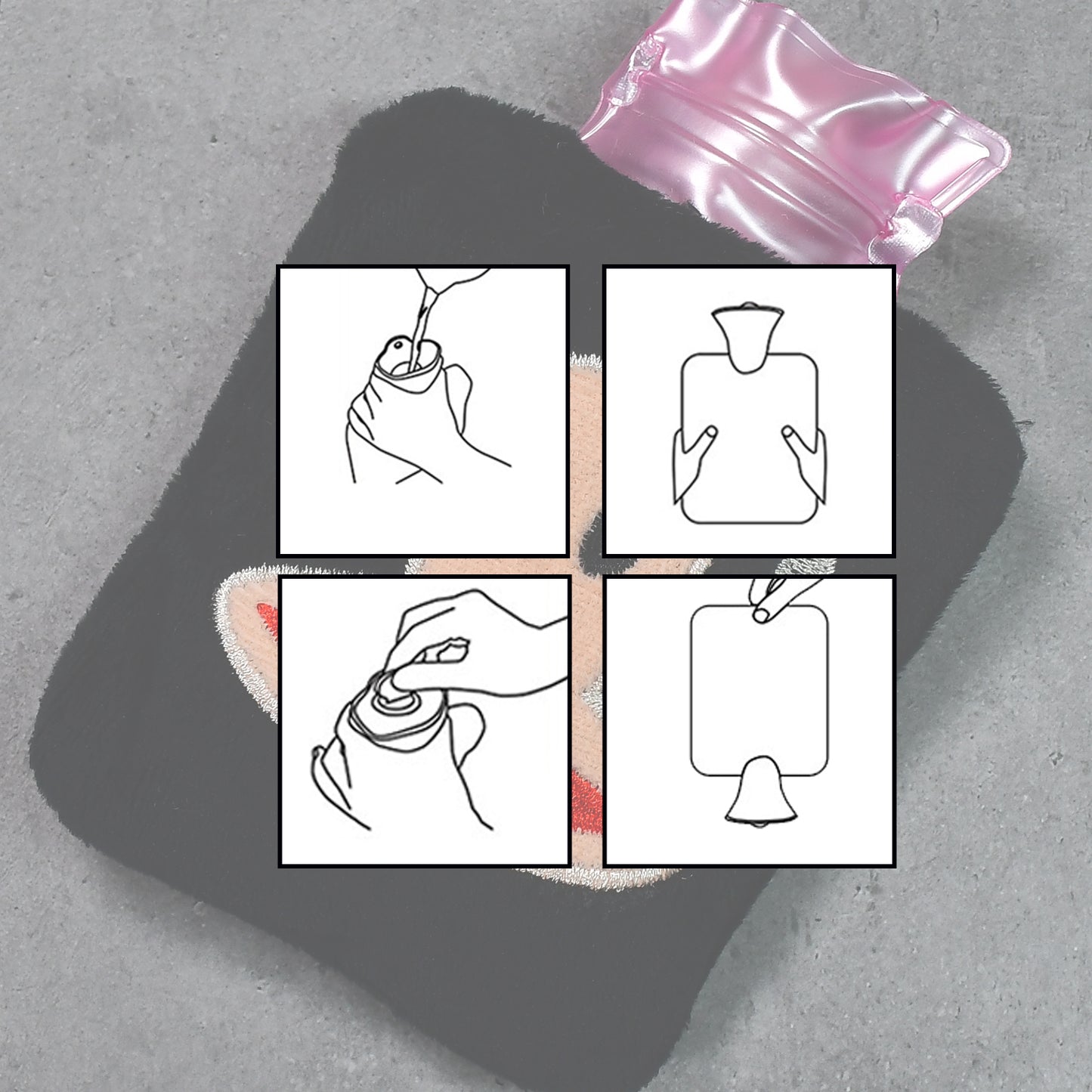 Black Monkey Small Hot Water Bag With Cover For Pain Relief Neck Shoulder Pain And Hand Feet Warmer Menstrual Cramps. - Happy Price - Image 6