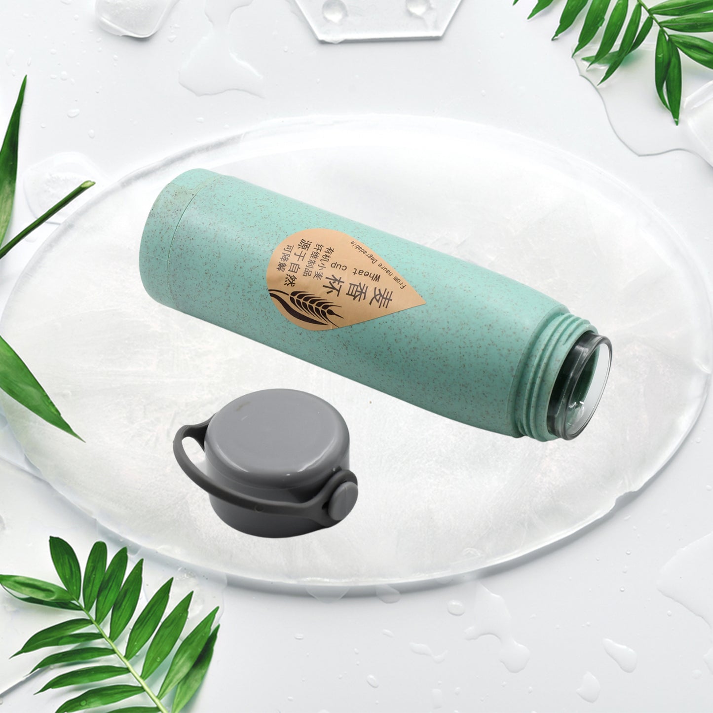 6951 High Portable Water Bottle Creative Wheat Fragrance Glass Bottle Water With Mobile Phone Holder Wide Mouth Glass Water 380ml (Moq - 80 Pc) - Happy Price - Image 6
