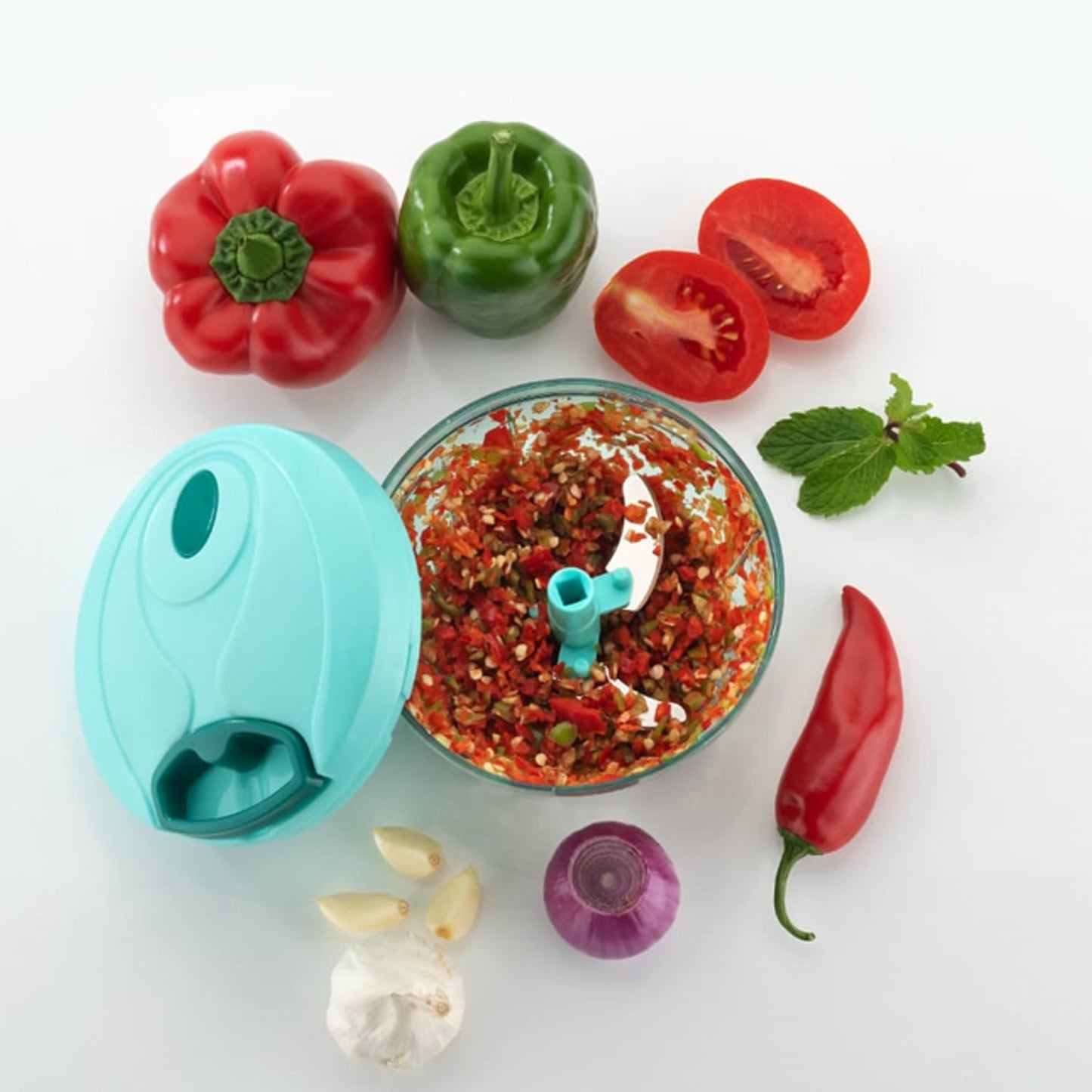 Handy Mini Plastic Vegetable Chopper Cutter Onion Chopper Vegetables For Kitchen Accessories With 3 Blades - Happy Price - Image 2