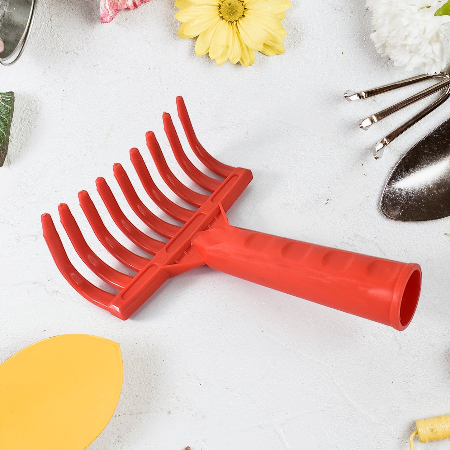 Heavy Duty Plastic Garden Hand Rake  9-tooth Cultivator Tool (1 Pc) - Happy Price - Image 3