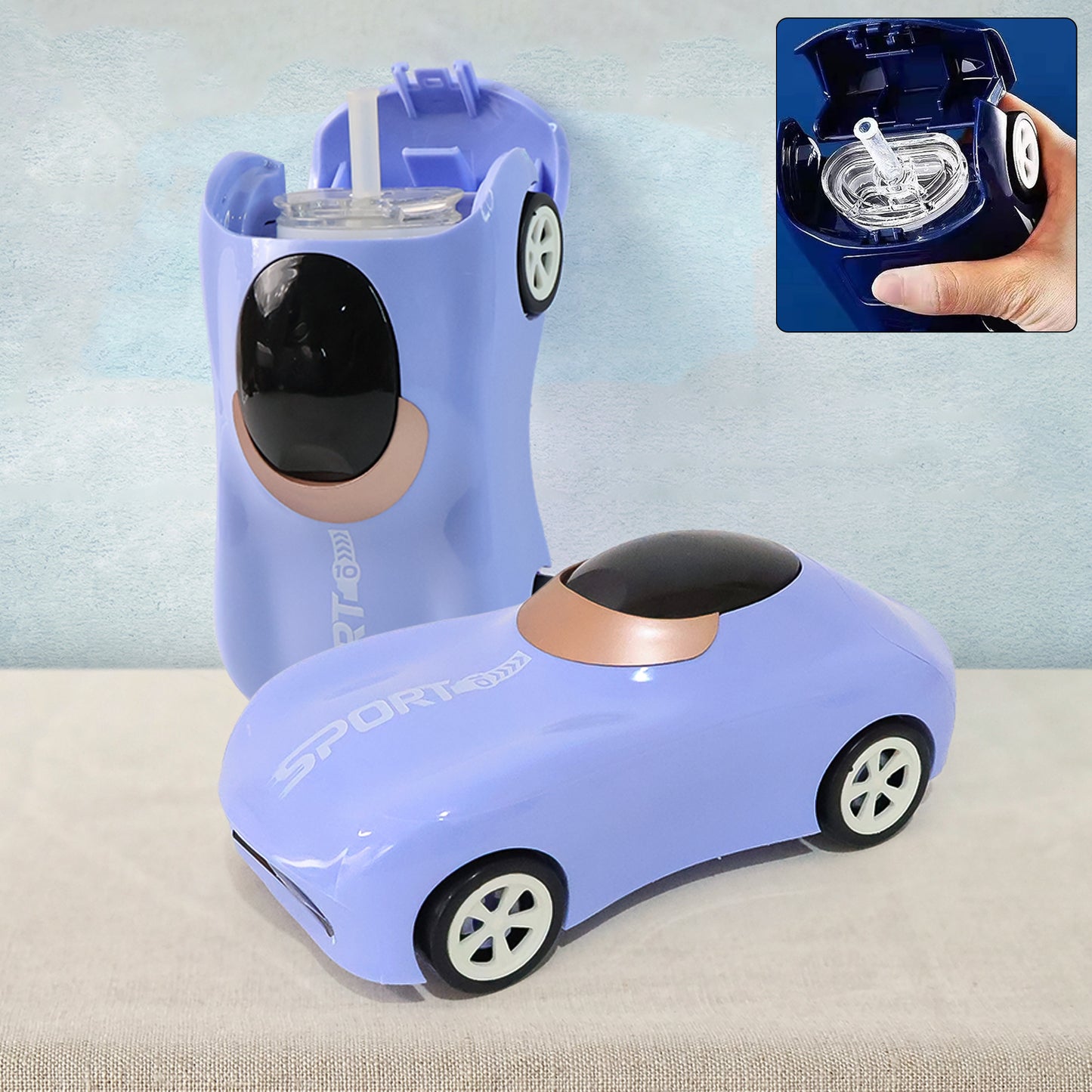 Car Shape Water Bottle With Built-in Straw 280ml (1 Pc) - Happy Price - Image 3