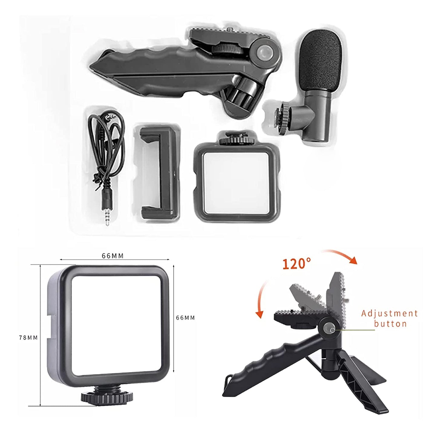 Vlogging Kit For Video Making With Mic Mini Tripod Stand Led Light  Phone Holder Clip For Making Videos - Happy Price - Image 5