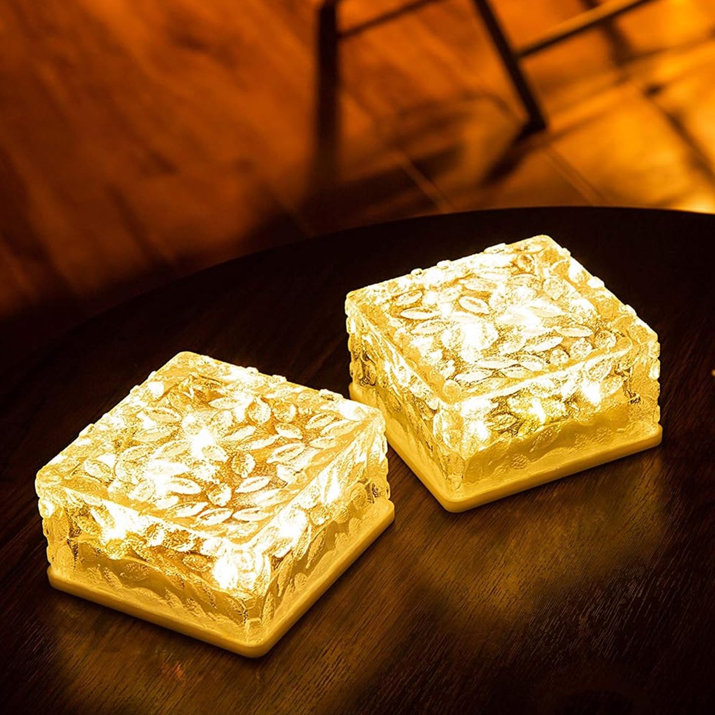 solar Ice Cube Shaped Garden Light Ice Cube Shaped Garden Warm Light Outdoor Solar Garden Decorative Lights For Walkway Pathway Backyard Christmas Decoration Parties - Happy Price - Image 5