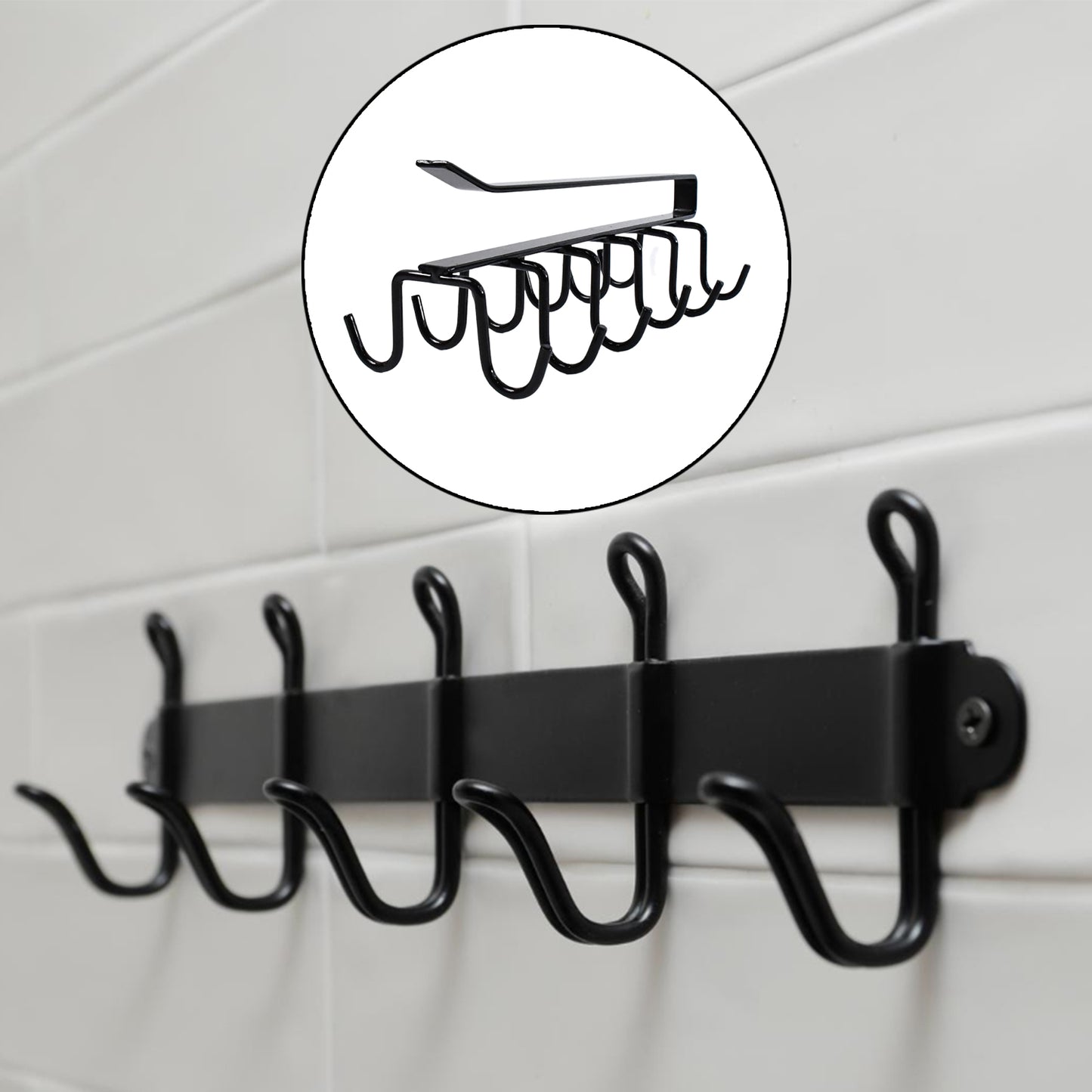 Double-row Metal Cupholder Rack Multi-purpose Iron Hanger With 6 Hooks (1 Pc) - Happy Price - Image 3