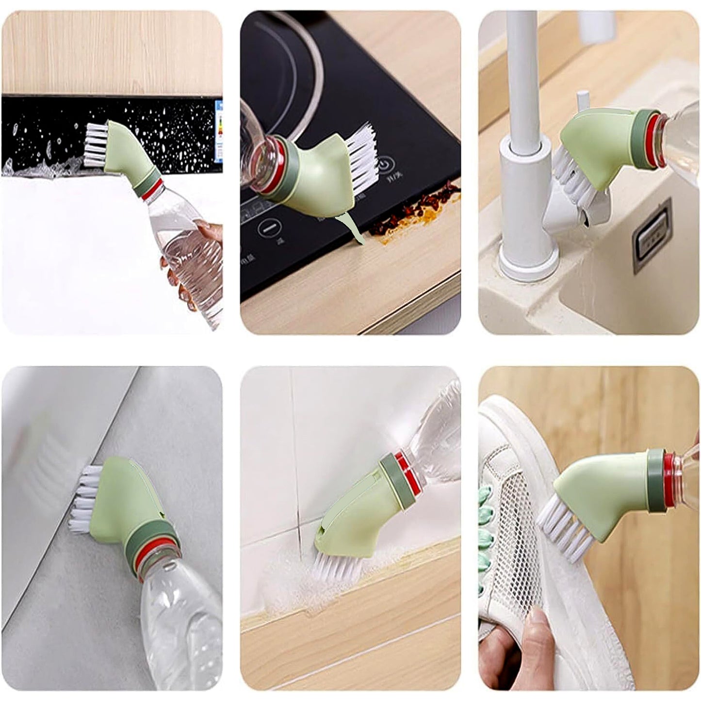 Bottle-Connectable Cleaning Brush with Scraper (1 Pc)