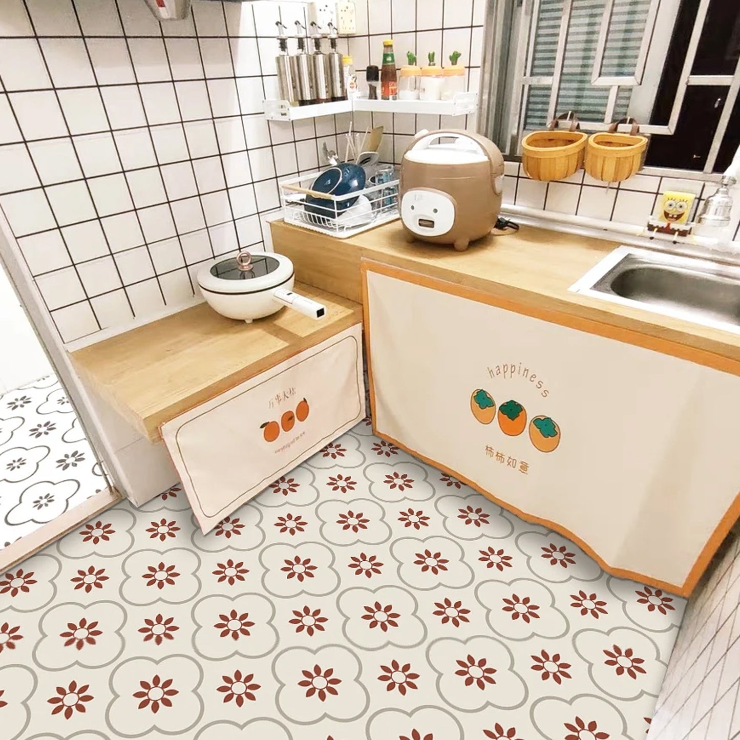 Peel And Stick Floor Tiles Kitchen  Bathroom Backsplash Sticker Detachable Waterproof Diy Tile Stickers For Wall Decoration Tiles Home Decoration (8x8 Inch  1 Pc Tiles) - Happy Price - Image 3