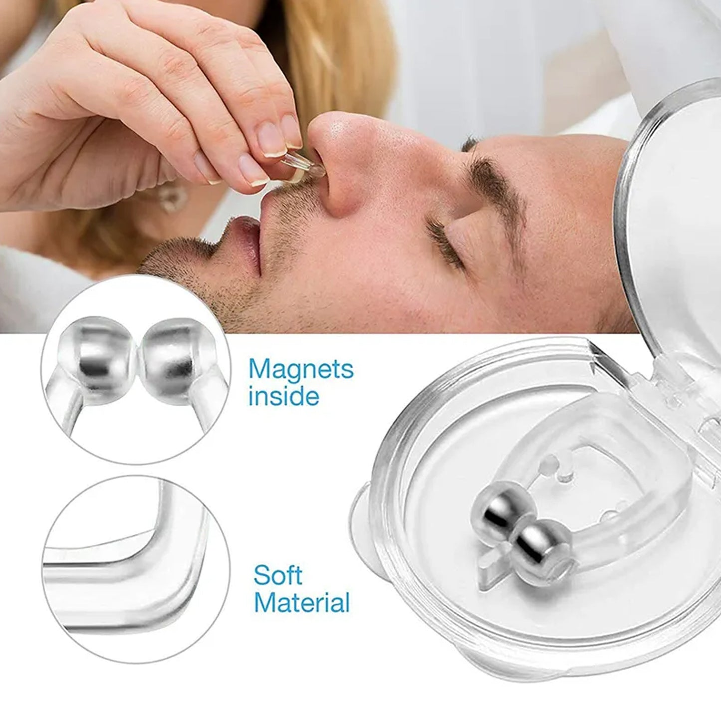 Anti Snore Device For Men And Woman Silicone Magnetic Nose Clip For Heavy Snoring Sleeper Snore Stopper Anti Snoring Device (1 Pc) - Happy Price - Image 7