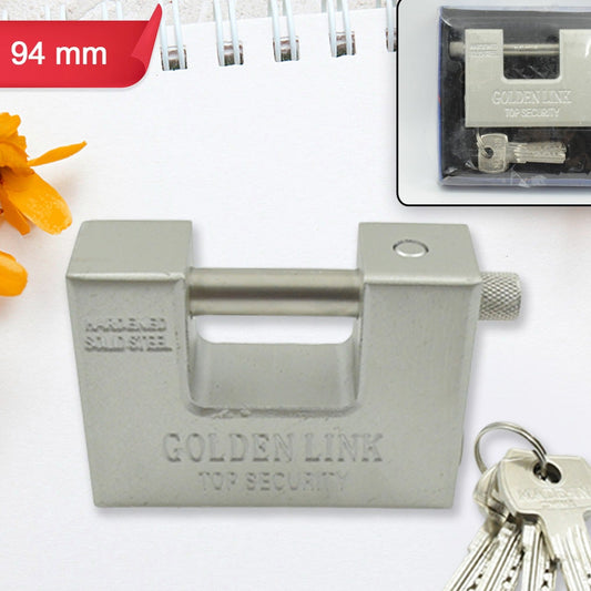 Stainless Steel Padlock  Rectangular Shape  Hardened Steel  High Resistance With 5 Keys Door Lock For Home Dormitory Waterproof Antirust Anti-theft Padlocks Outdoor Gate Shed Locks Warehouse Big Door Drawer Lock (94 Mm) - Happy Price - Image 1
