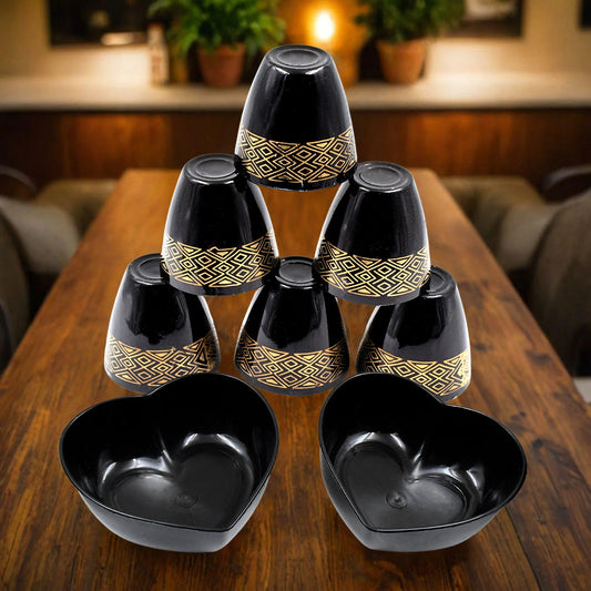 2 Bowl  6 Glass Snake Set ( 8 Pc Set ) - Happy Price - Image 1