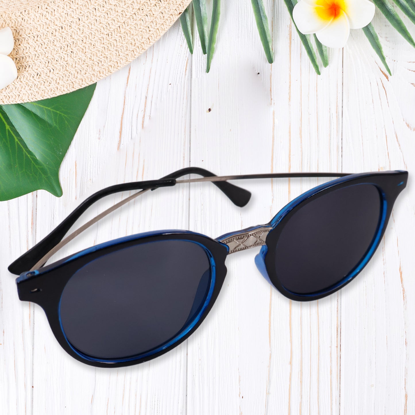 Blue Uv Protected Round Sunglasses Classic Sunglasses For Men  Women Lightweight - Happy Price - Image 3