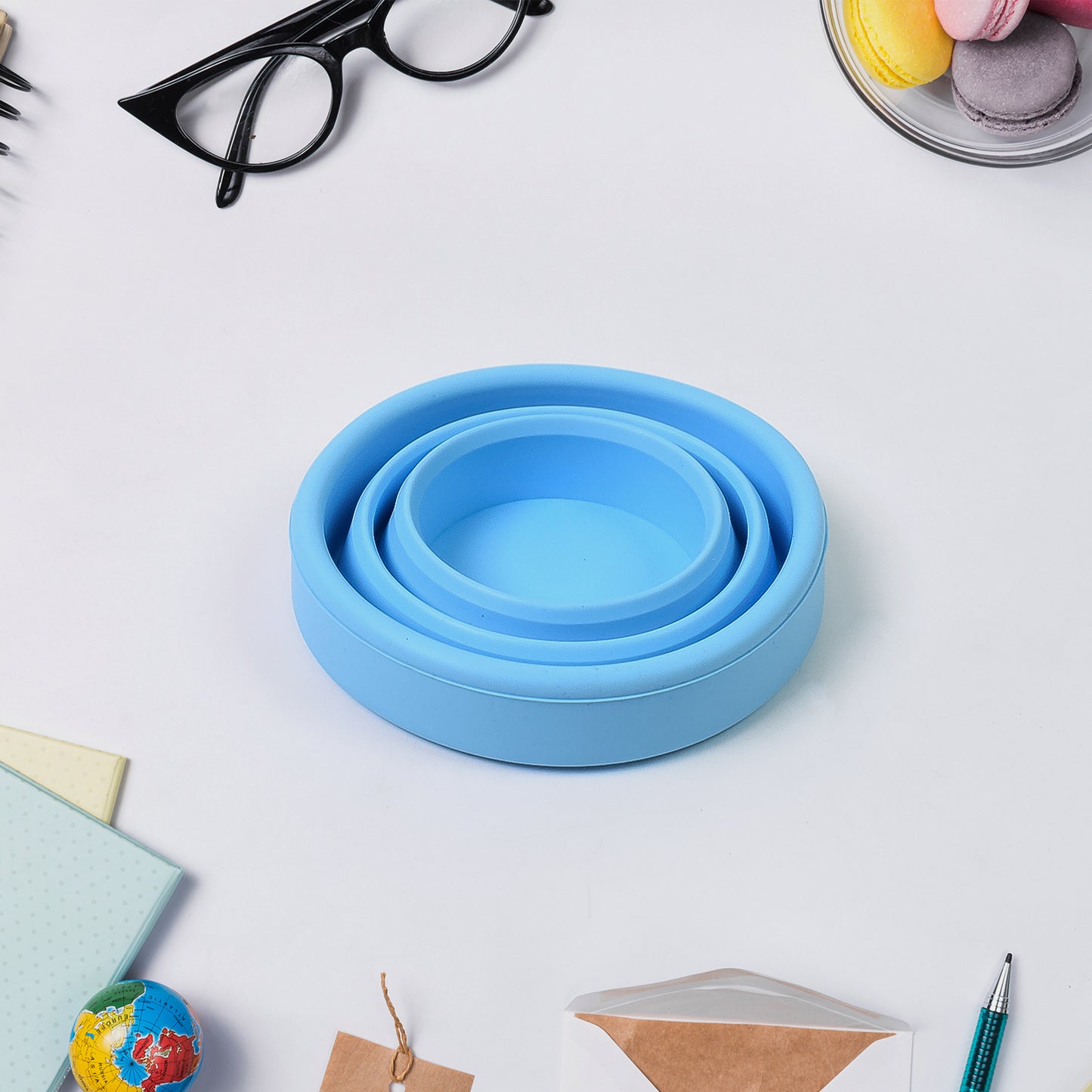 Round Silicone Foldable Glass Foldable Travel Mug Without Lid (1 Pc) - Happy Price - Image 5