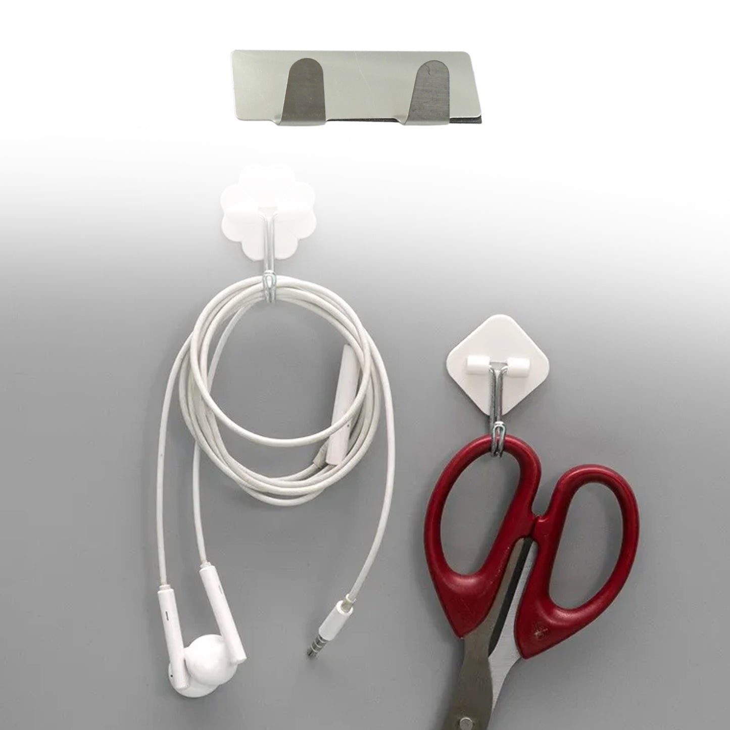 Multipurpose  Stainless Steel Self Adhesive Wall Hanging Hooks Sticker Hooksuitable For Wall Paper Calender Bathroom Tiles Kitchen Key Hange And Etc Double Hook (6 Pc Set) - Happy Price - Image 5