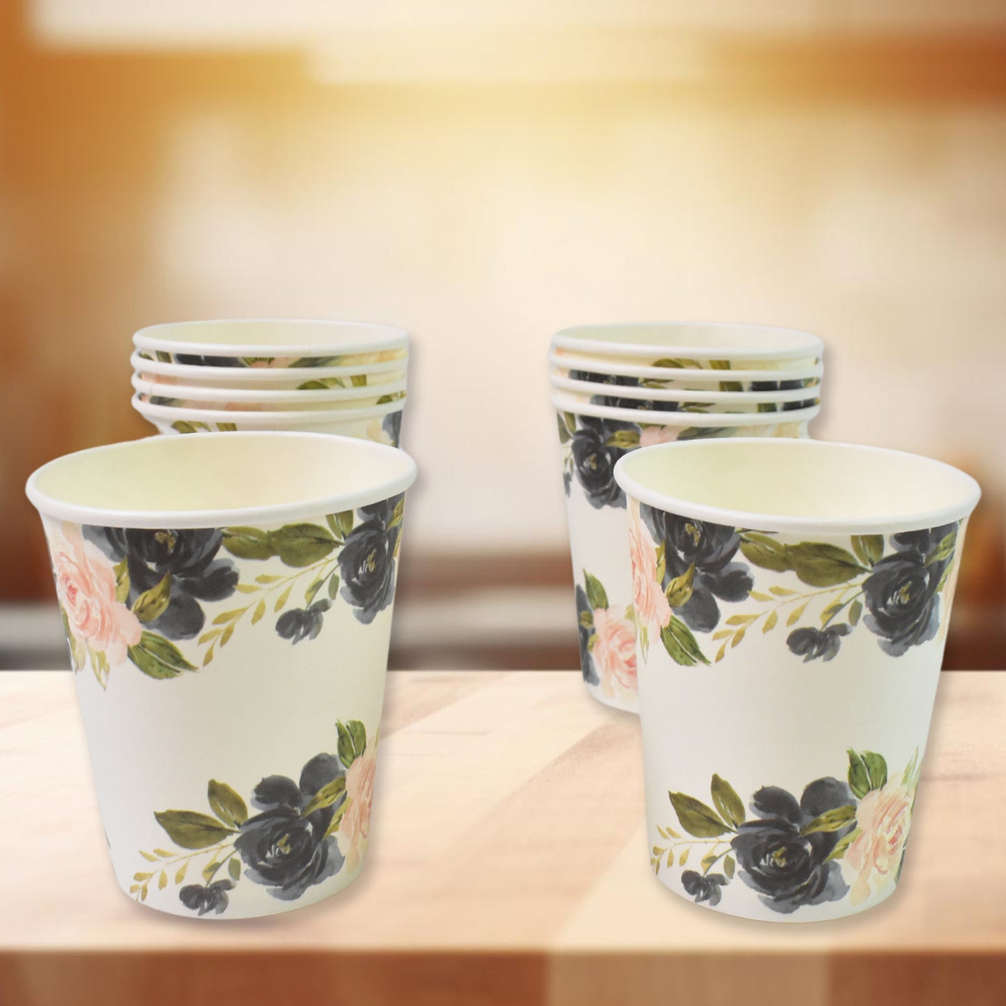 Disposable Paper Cups Disposable Tea Coffee Cups (10 Pcs Set  Mix Color  Design) - Happy Price - Image 2